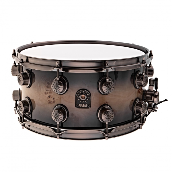 Natal Mappa Burl Maple 14'' x 7'' Snare Drum, Smoked Gloss SD-MBB-BS47