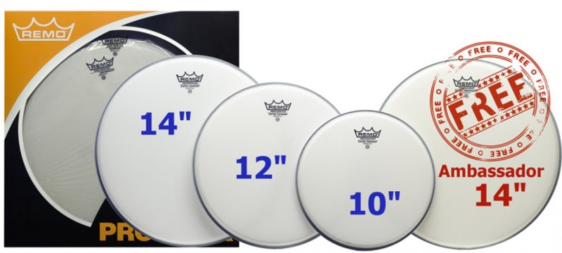 Remo Fusion ProPack Coated Emperor + Free Snare Head 10,12,14 PP-1020-BE