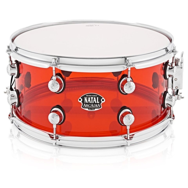 Natal Arcadia 14 x 5.5 Acrylic Snare, Red Snare Drum S-AC-S455-RD1