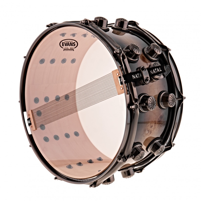 Natal Mappa Burl Maple 14'' x 7'' Snare Drum, Smoked Gloss SD-MBB-BS47