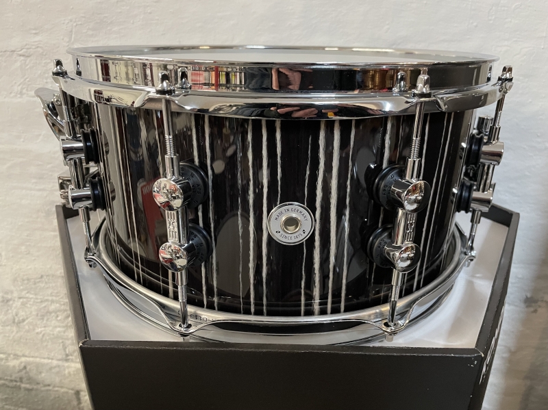Sonor SQ2 13 x 6.5 Thin Maple Shell Snare Drum, Ebony White Stripes 1044683-2