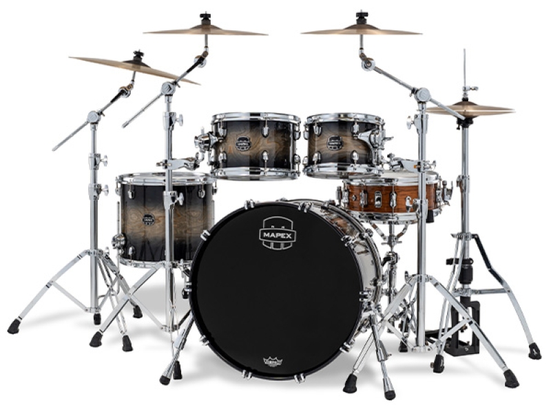 Mapex Saturn VI 22 (4pc) Fast Rock Shell Pack in Black Ink Burst SR529XUZ-XG