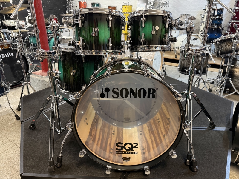 Sonor SQ2 Drum Kit, Shell Pack, Green to Black Burst over African Marble  1060595-2