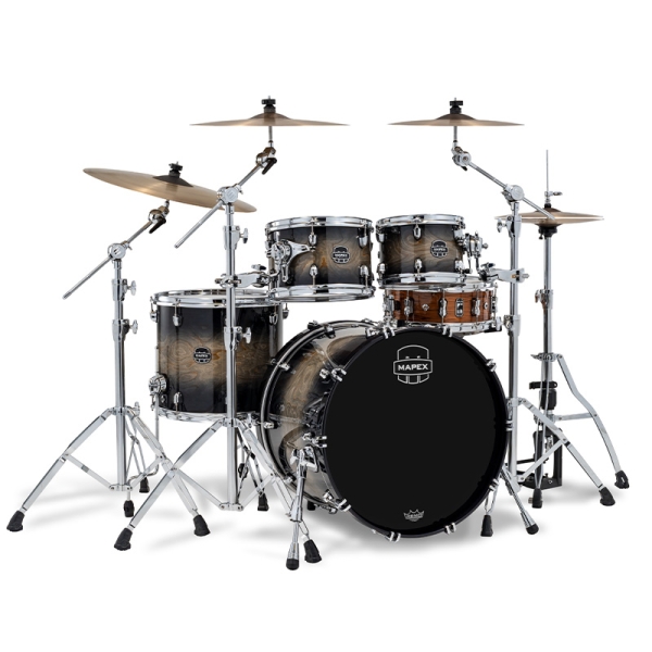 Mapex Saturn VI 22 (4pc) Fast Rock Shell Pack in Black Ink Burst SR529XUZ-XG