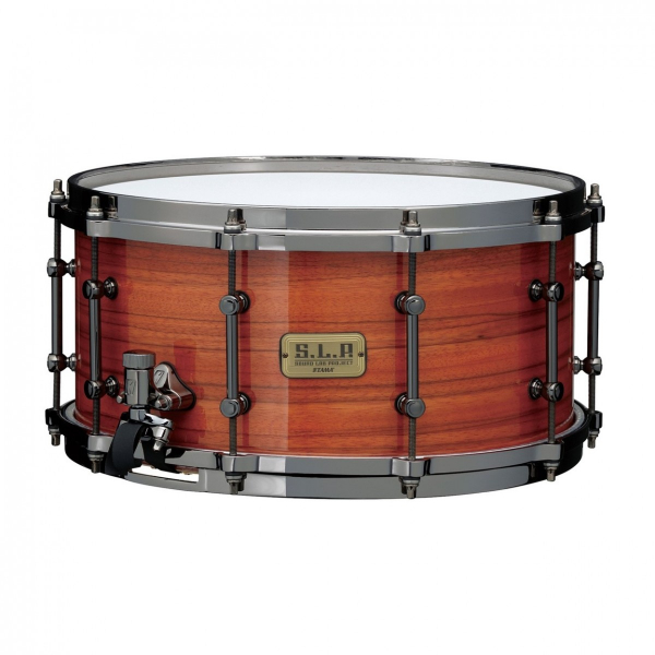 Tama S.L.P Limited 14 x 7 G-Maple Snare Drum, Gloss Tangerine Zebrawood LGM147-GTZ