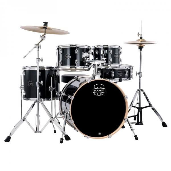 Mapex Venus 20'' 5pc Drum Kit, Black Galaxy Sparkle, with Cymbals & Throne VE5044FTC-VH
